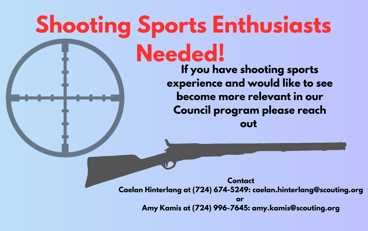 Shooting Sports Enthusiasts Needed